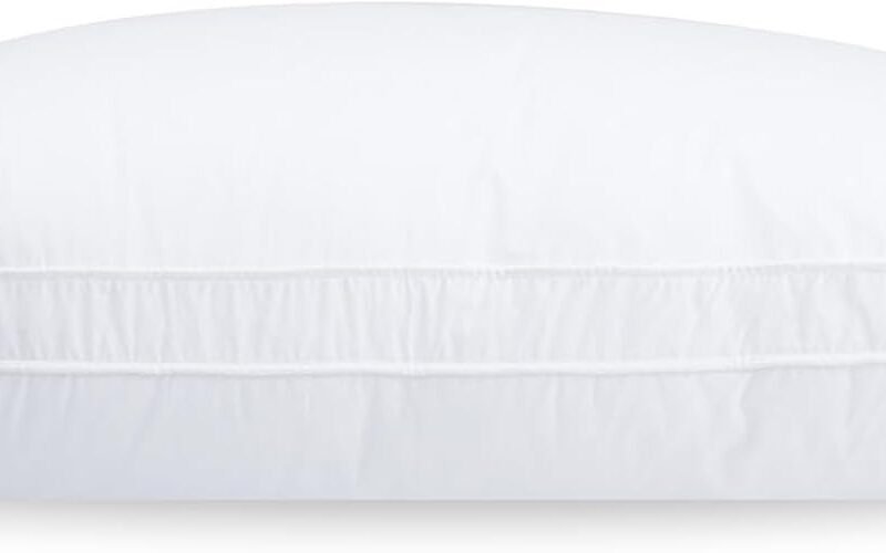 Queen Size Goose Down Pillow - Single Bed Pillow, Hypoallergenic Down and Feather Blend 500 Fill Power, 100% Cotton Cover, Medium Firm Support