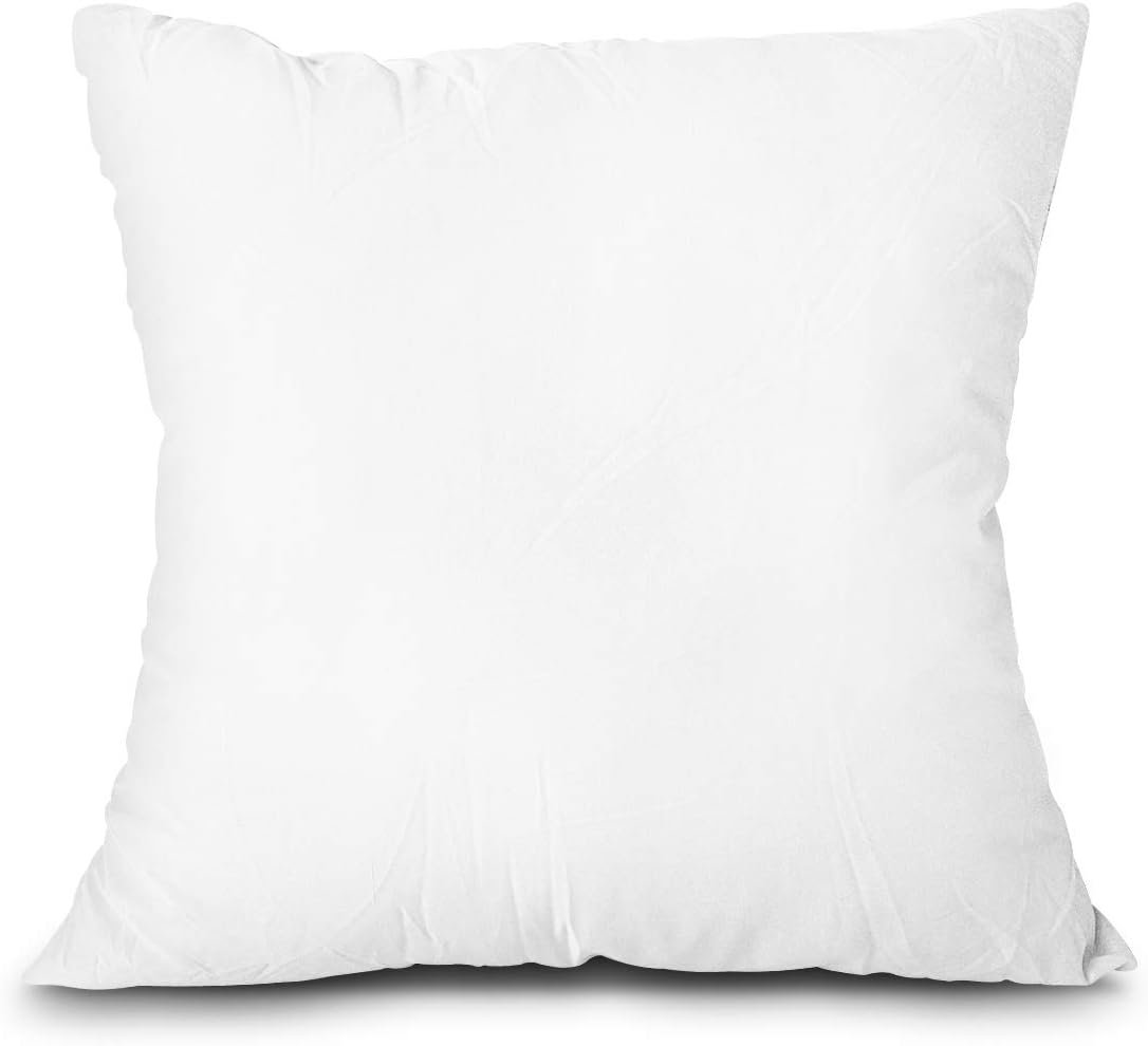 Throw Pillow Insert, Lightweight Soft Polyester Down Alternative Decorative Pillow, Sham Stuffer, Machine Washable. (White, 18x18)