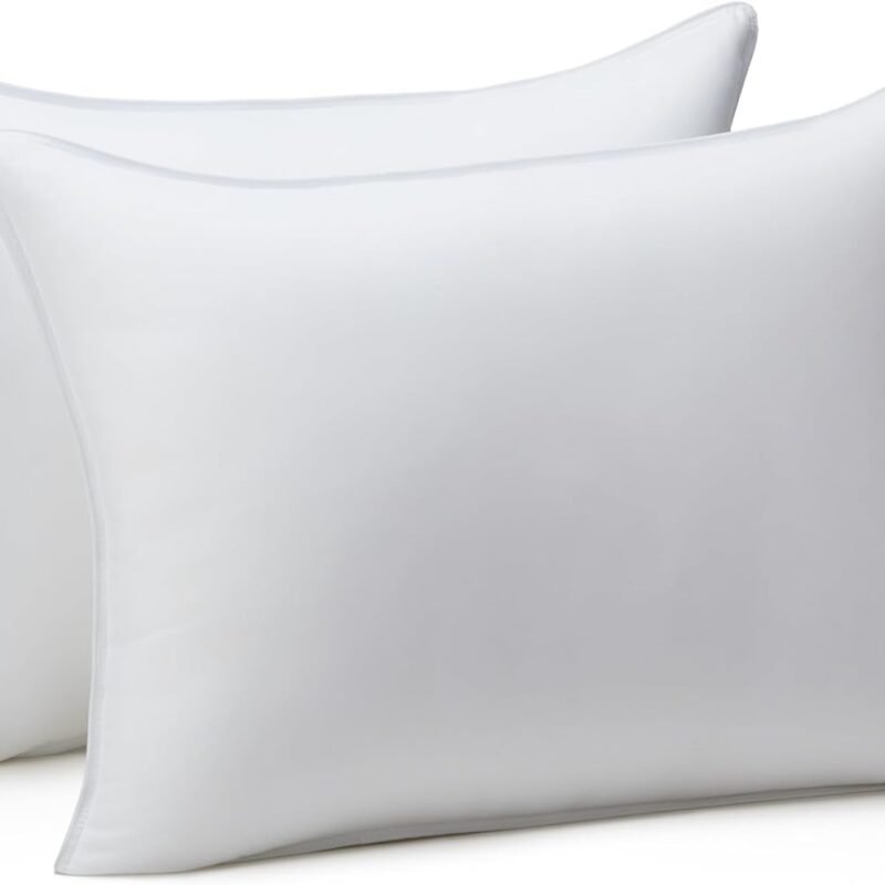 Down Alternative Pillow for Back Side Sleepers, Medium Density, Standard Size, 26" x 20", 2-Pack, White