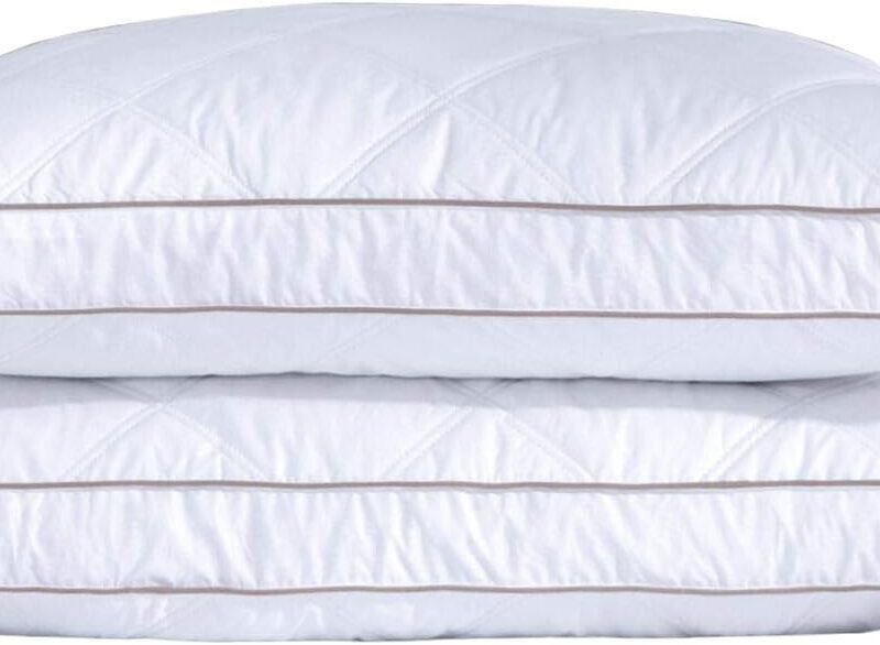 Goose Feathers and Down Pillow for Sleeping Hotel Collection Bed Pillows, Gusseted, Standard/Queen, Set of 2