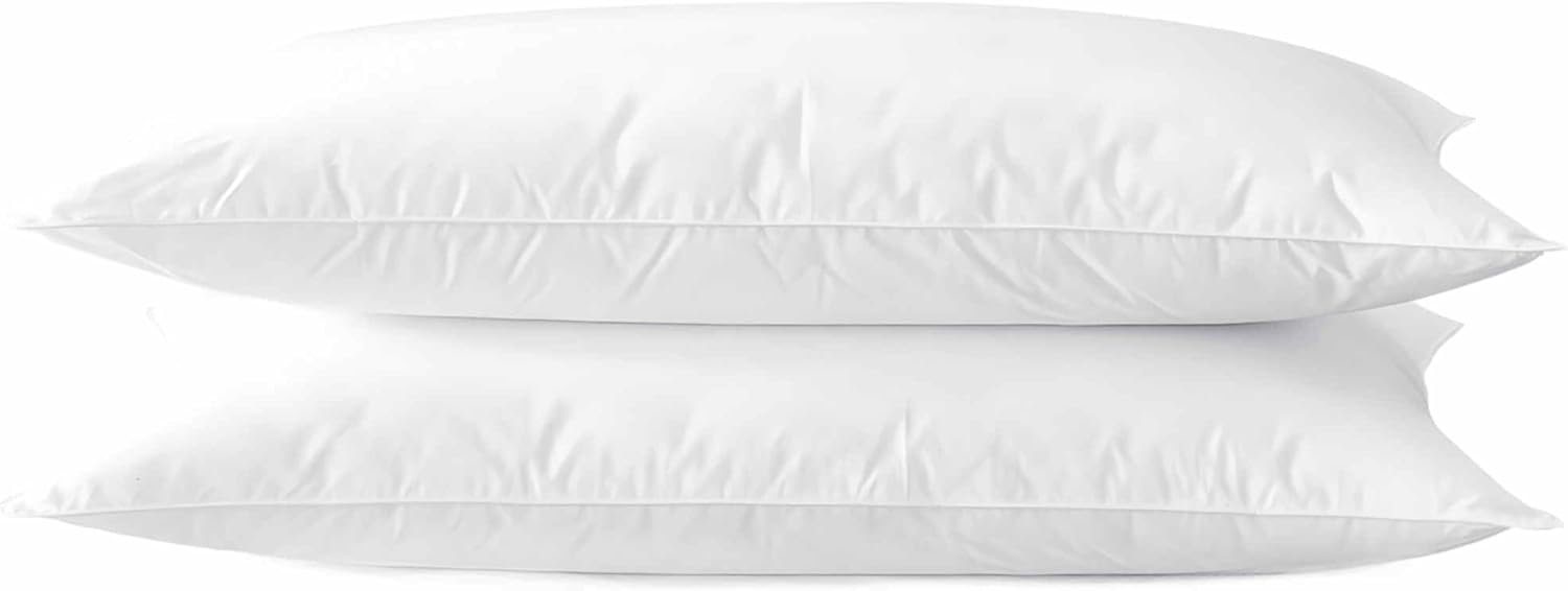 Ultra Thin Flat Soft Bed Pillows Standard Size Set of 2 Pack for Sleeping 20"x26", Hypoallergenic Skin Friendly Machine Washable