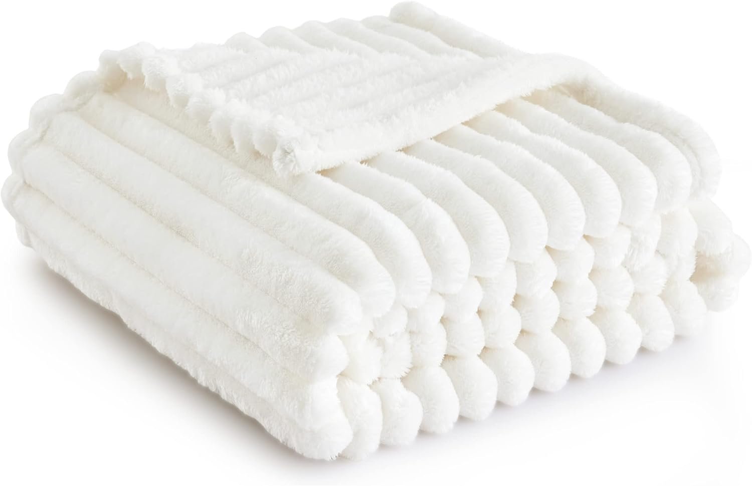 White Throw Blanket for Couch Cozy Soft Blankets for Women, Cute Small Fleece Throws for Girls, Off White, 50x60 Inches