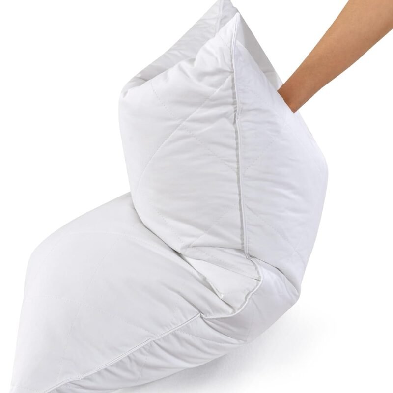 White Goose Feather Pillows Queen/Standard Size Set of 1- Soft 600 Thread Count 100% Cotton, Medium Firm,Soft Support, White Solid