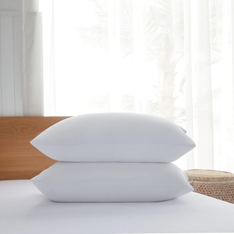 Hotel Quality Bed Pillows for Sleeping,Premium 3D Plush Fiber-Reduces Neck Pain,Breathable Cooling Cover Skin-Friendly, Standard (Pack of 2), White 2 Count