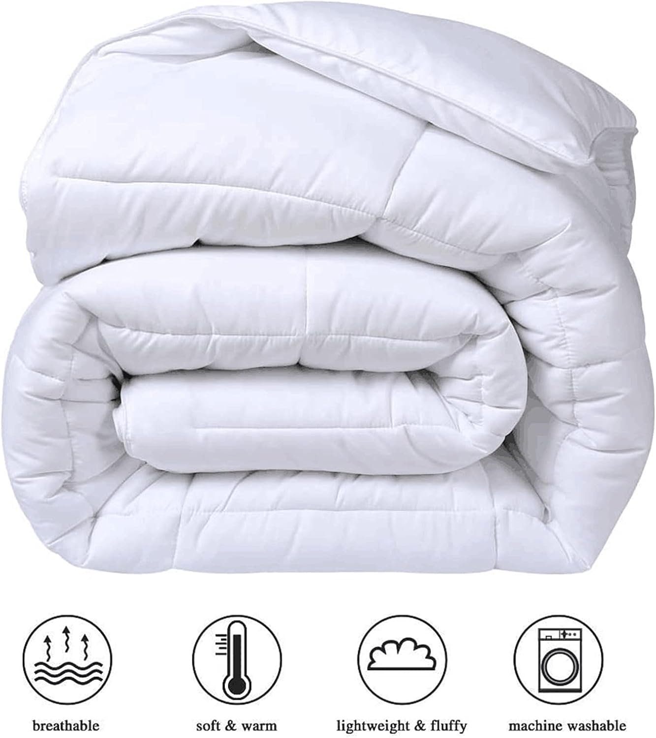 All Season King Size Cooling Comforter - Down Alternative Comforter - Quilted Duvet Insert with Corner Tabs - Luxury Soft Hotel Comforter - Reversible - White - Image 2