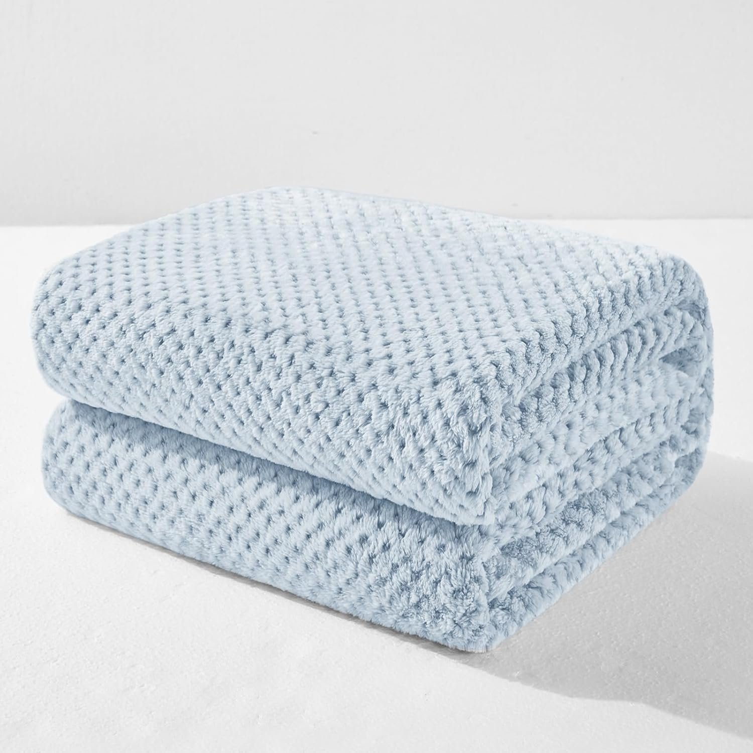 Fleece Throw Blanket Extra Large, Super Soft and Warm Blankets for Couch, Sofa and Bed Waffle Textured, Cozy, Fuzzy and Lightweight (Mixed Slate Blue, 50x70 Inches)