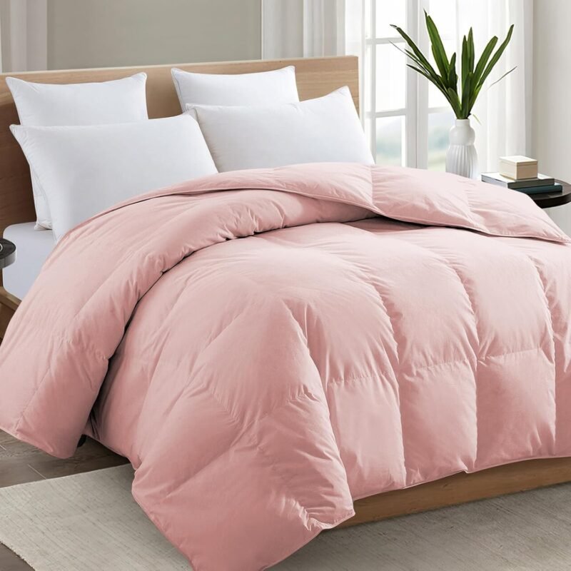 Queen Pink Comforter,All Season Quilted Down Alternative Duvet Insert with Corner Tabs, Breathable Bed Comforter, Summer Warm, Pink (88"x88")