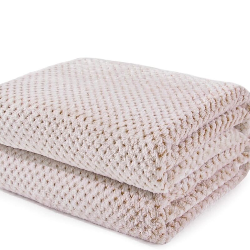 Fleece Throw Blanket Extra Large, Super Soft and Warm Blankets for Couch, Sofa and Bed Waffle Textured, Cozy, Fuzzy and Lightweight (Mixed Camel, 50x70 Inches)