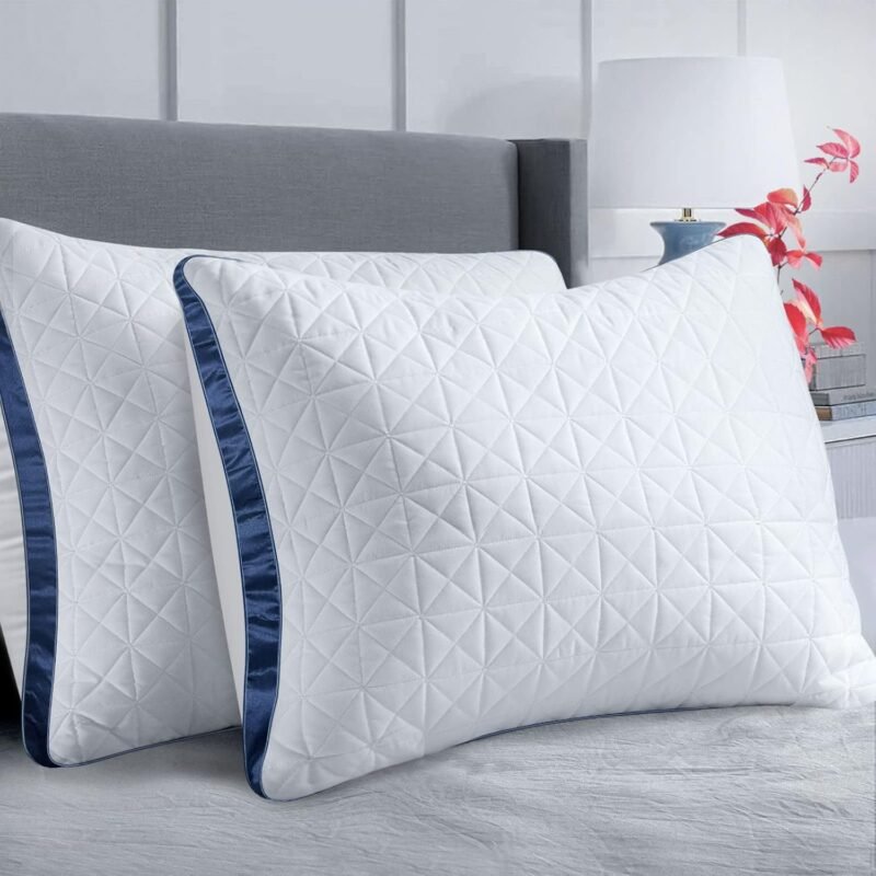 Pillows Queen Size Set of 2, Queen Pillows 2 Pack, Cooling Hotel Luxury Pillow for Bed Sleeping, Supportive Breathable Down Alternative Gusseted Pillow for Side Stomach or Back Sleepers