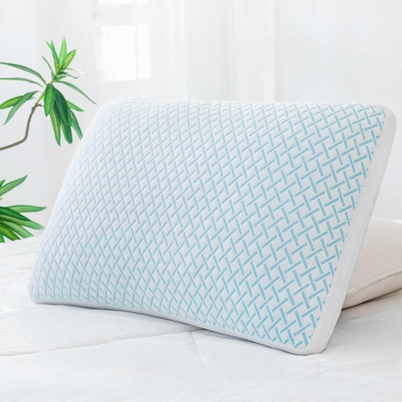 Shredded Memory Foam Cooling Soft Pillow Queen Size, Adjustable Hypoallergenic Hotel Quality Pillow for Back, Stomach and Side Sleeper, Bamboo Viscose Cover, Oeko-TEX Certified