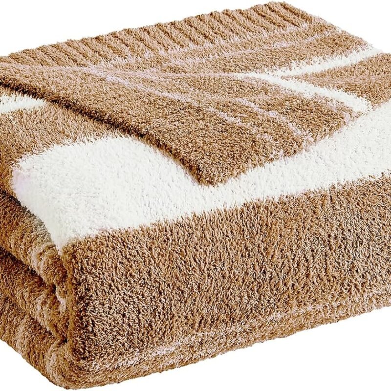 Burnt Orange Throw Blanket, 50x70 Soft Cozy Microfiber Striped Throw Blankets for Couch, Sofa, Bed, Travel, Lightweight Fluffy Warm Plush Decorative Blankets for Women, Men,Kids Gift