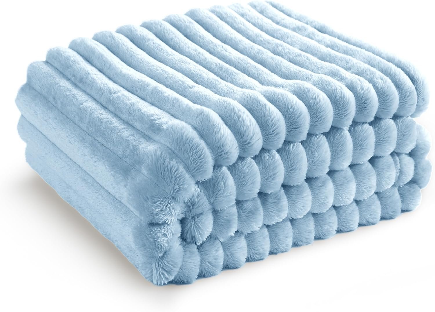 Blue Fleece Blanket for Couch Cozy Soft Blankets for Women, Cute Small Throws for Girls, Light Blue, 50x60 Inches