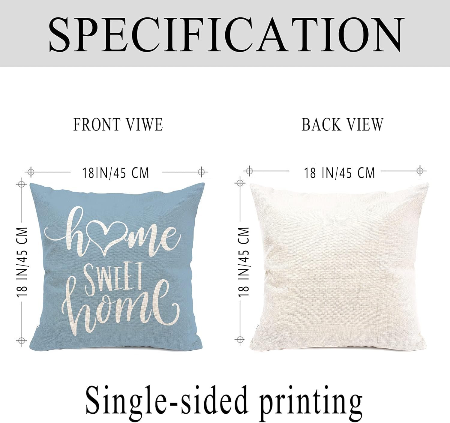 Hexagram Geometric Aqua Blue Pillow Covers 18x18 Set of 4, Decorative Outdoor Boho Modern Throw Pillow Covers, Home Sweet Home Farmhouse Cushion Case for Couch Sofa Bedroom Indoor Decor(No Insert) - Image 2