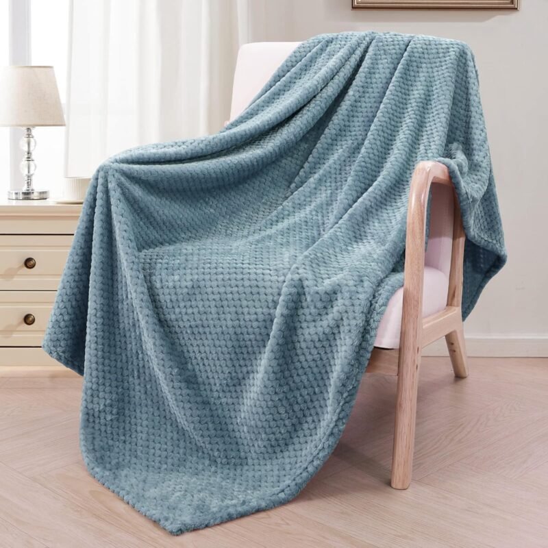 Fleece Throw Blanket Extra Large, Super Soft and Warm Blankets for Couch, Sofa and Bed Waffle Textured, Cozy, Fuzzy and Lightweight (Slate Blue, 50x70 Inches)