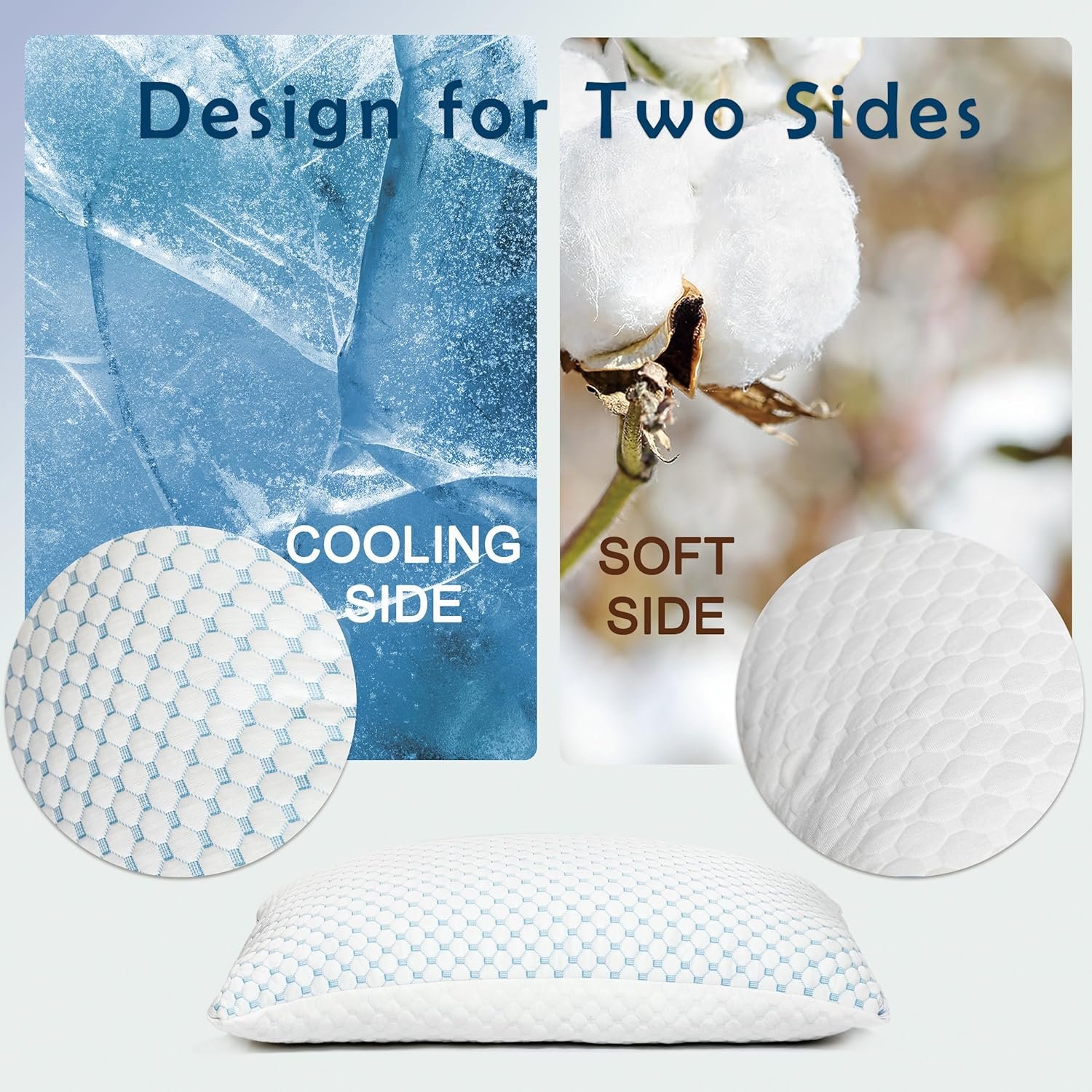 Premium Adjustable Shredded Memory Foam Pillow - Suitable for Side, Back, and Stomach Sleepers, with Cooling Fiber Machine Washable Cover (Standard - 1 Count) - Image 2